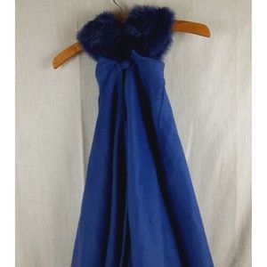 Lanart Cloak Cape 100% Pure Baby Alpaca with Fur Collar Trim Indigo Blue Purple